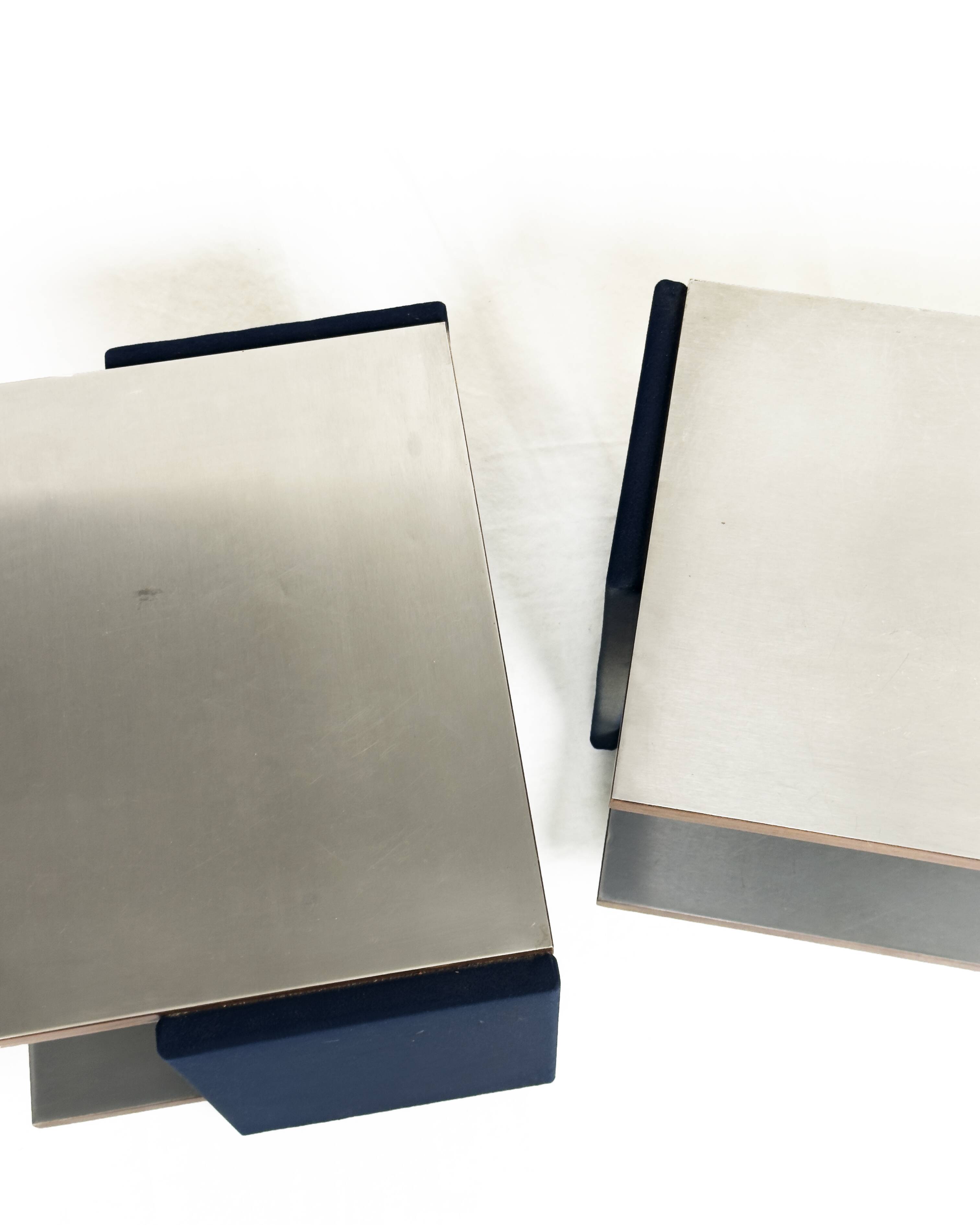 Pair of Vintage Italian Stainless Steel-Clad Side Tables, 1970s