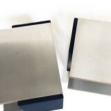 Pair of Vintage Italian Stainless Steel-Clad Side Tables, 1970s