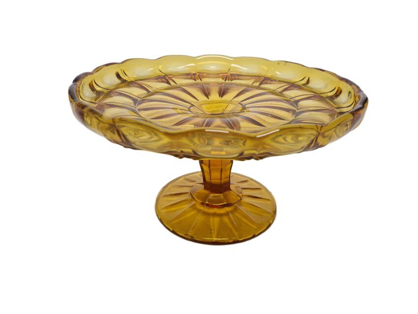 Cake bowl on stand from Ząbkowice Glassworks, 1970s