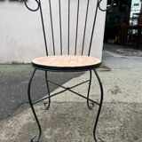 Set of 4 terracotta ceramic mosaic chairs