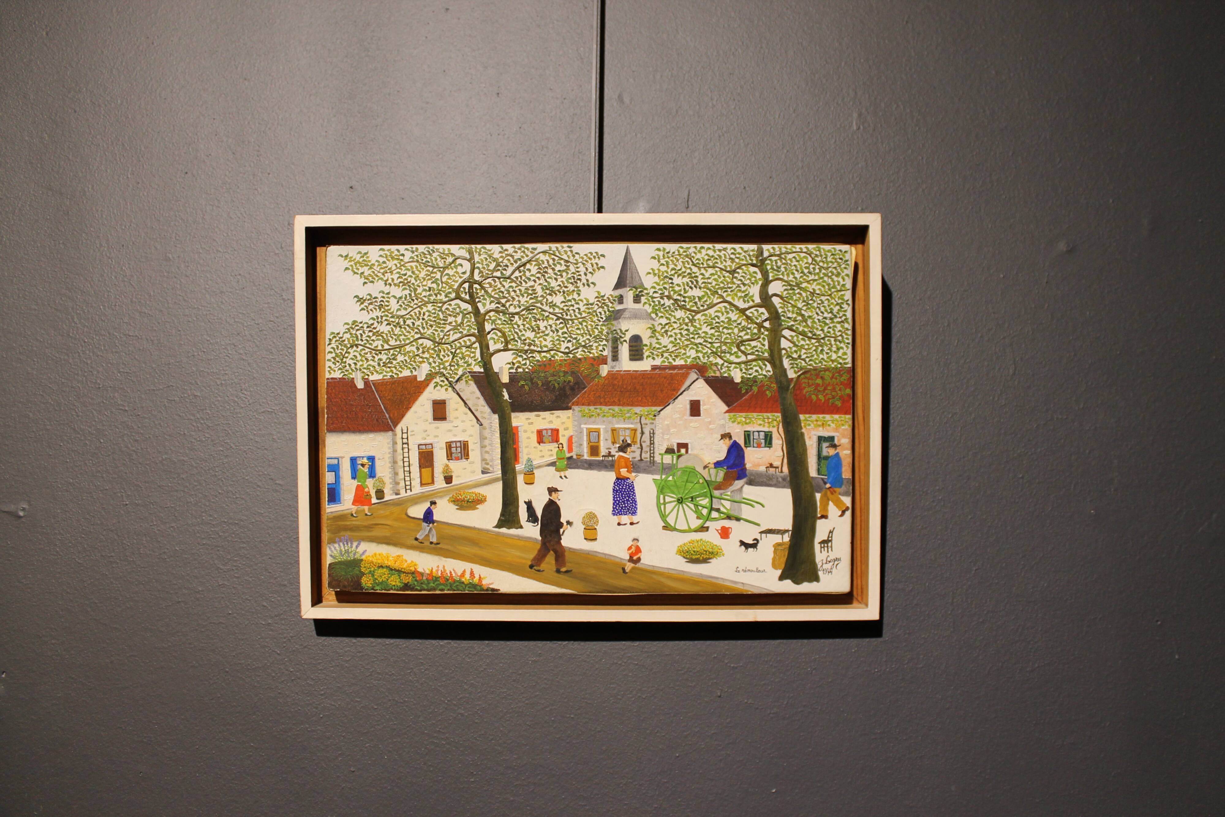 Naive painting by Jean Lagru, 1974