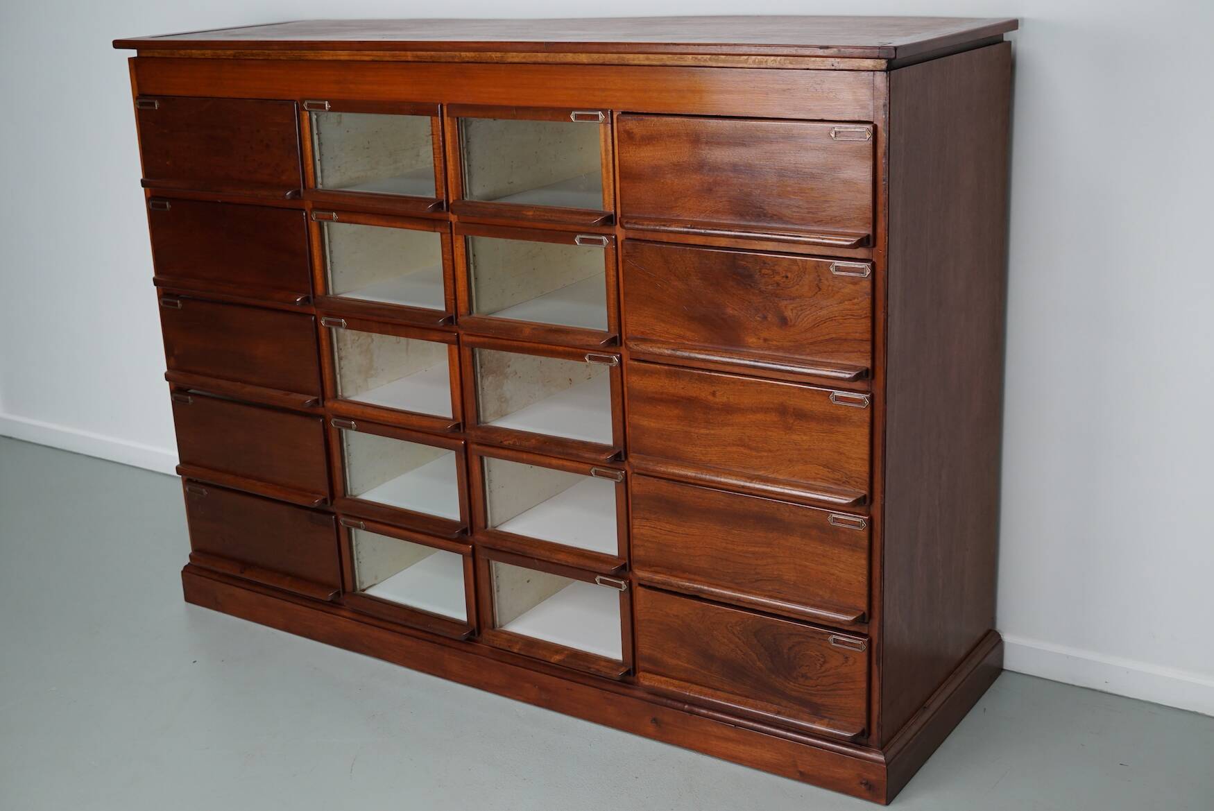 Vintage Dutch Oak / Mahogany Haberdashery Shop Cabinet, 1930s