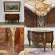 Commode de style Louis XV en bois de rose, chêne et dessus marbre