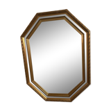 Octagonal mirror with gilded wooden beaded borders