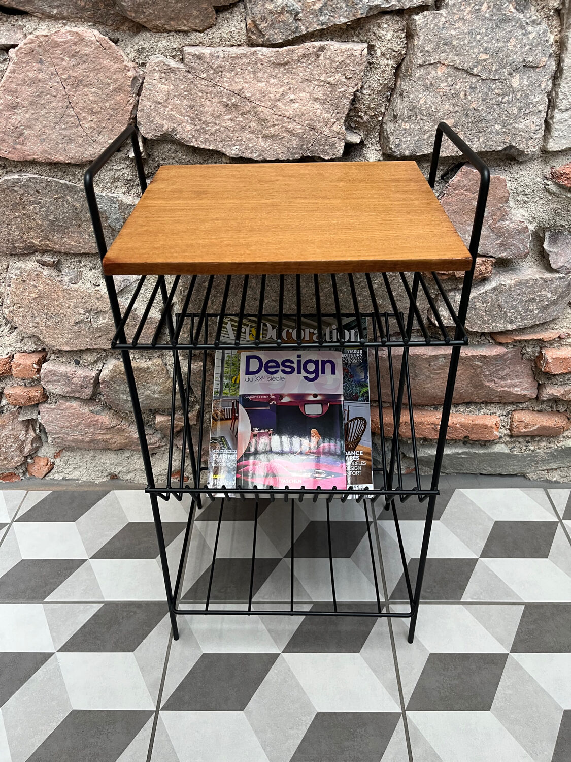 1960s side table with magazine holder