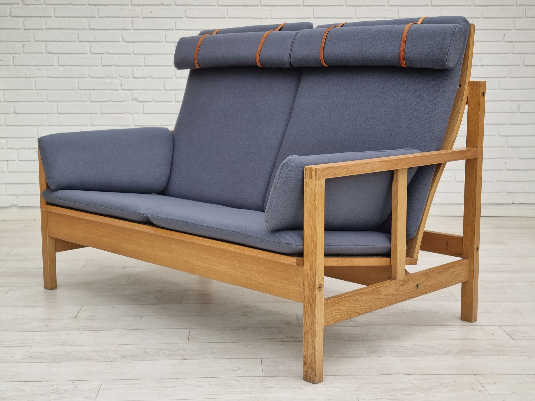1970s, Danish design by Børge Mogensen, sofa model 2252, oak, furniture wool
