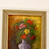 Original Swedish oil on panel "Flowers" by Regran - Vintage & Framed