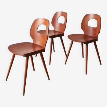 Set of 3 bistro chairs, Baumann, 1960