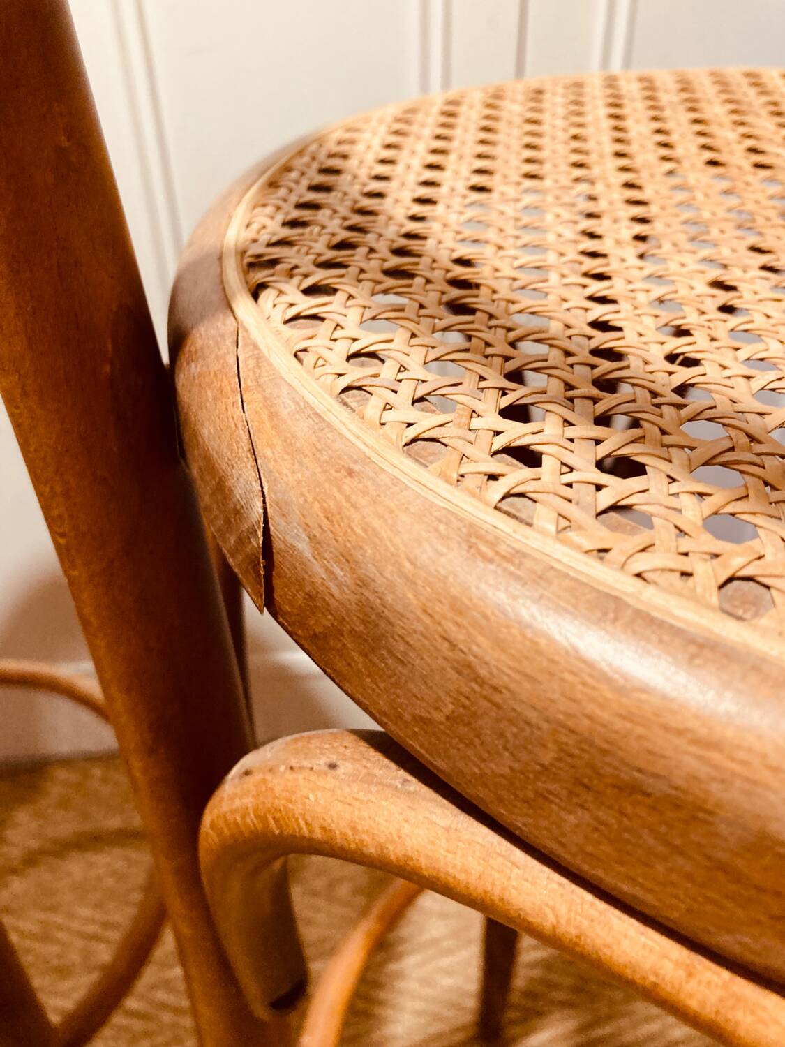 Bentwood and cane bar stools