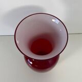 Italian Red and White Murano Glass Vase by Venini