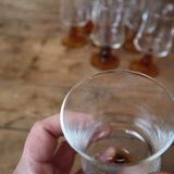 9 Luminarc "Antique" amber-stemmed red wine glasses