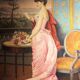Portrait d'une dame italienne avec paysage florentin, 1890, huile sur toile, encadré.