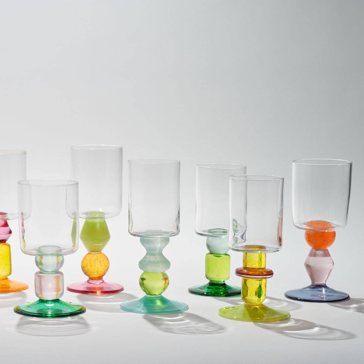 Pair of Miami Wine Glasses with Pink & Marigold