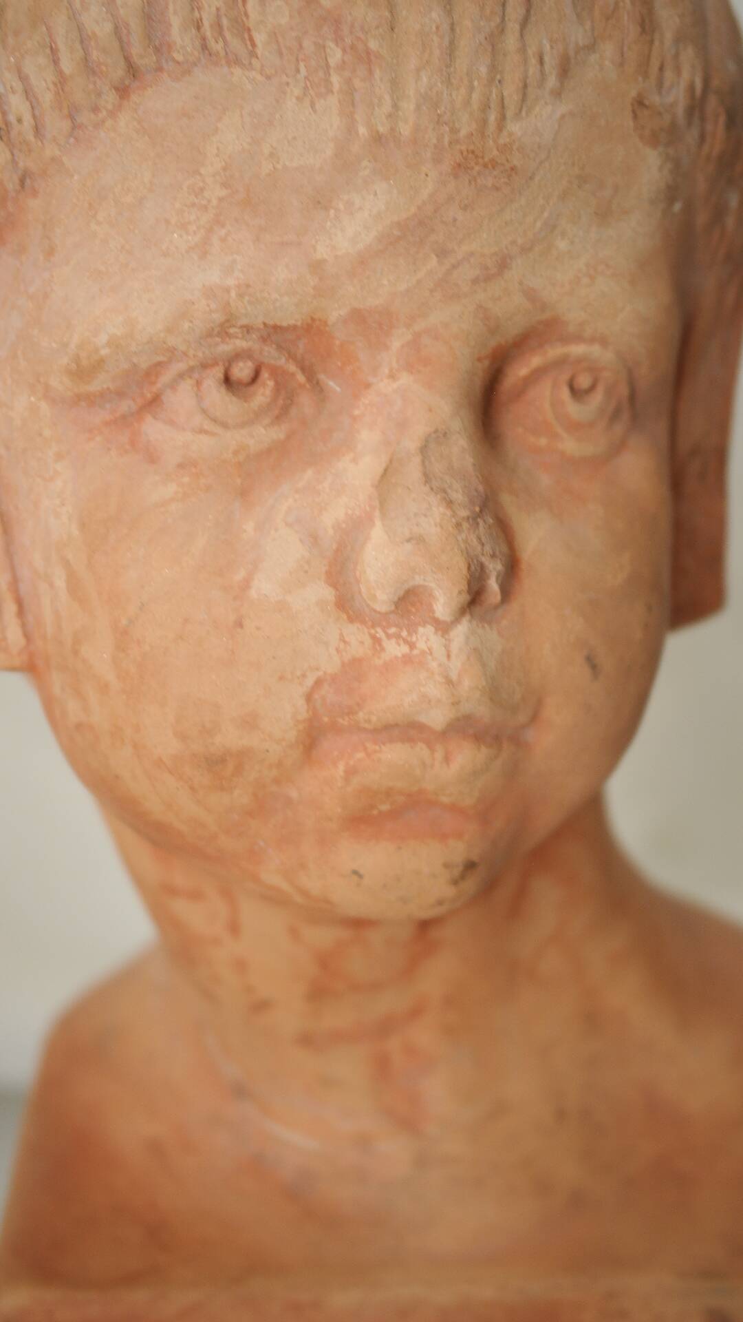 Ancient terracotta bust signed Beaulieu