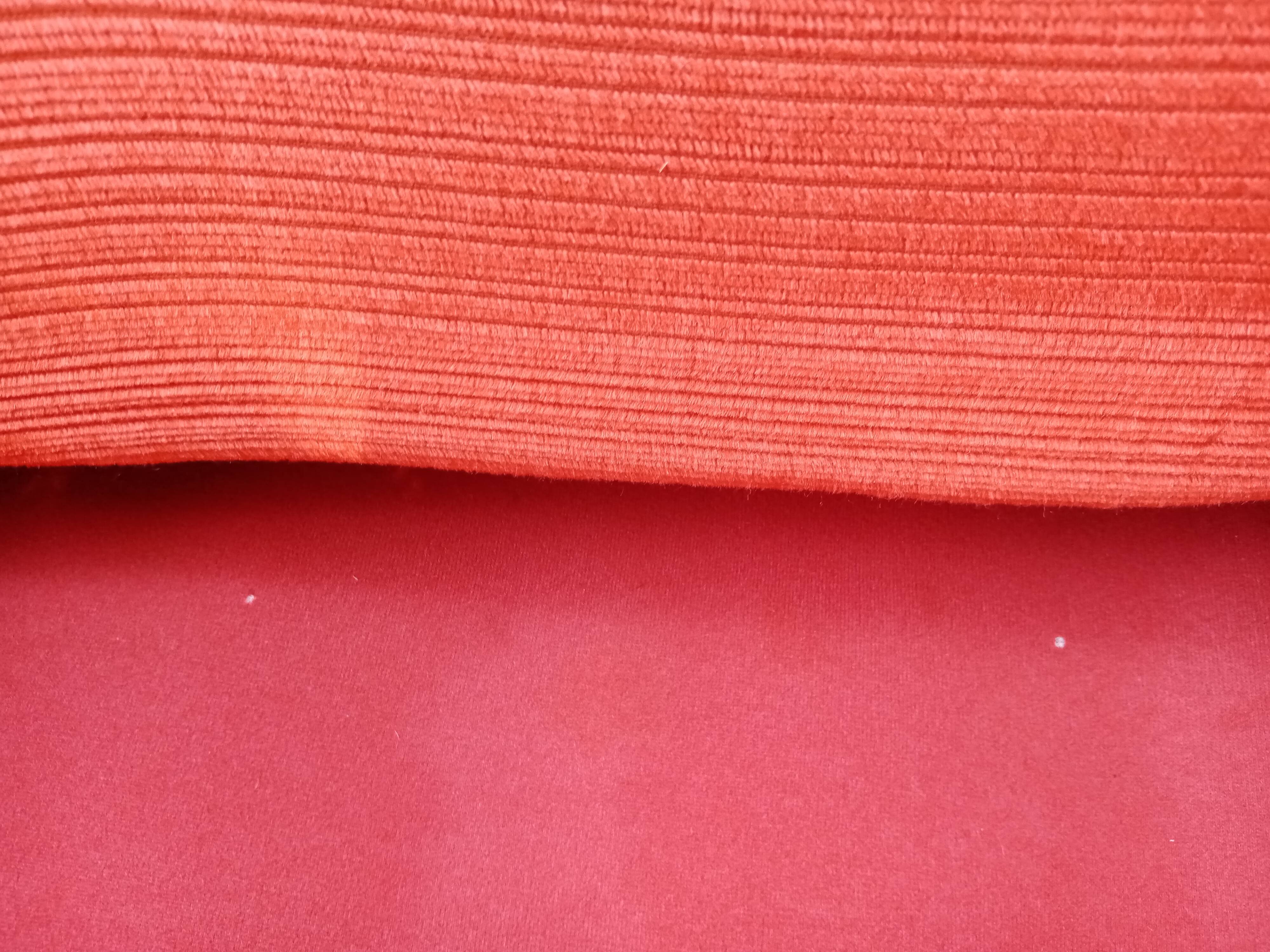 Pair of 1970s orange corduroy armchairs in the style of Adriano Piazzesi.