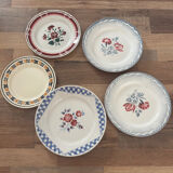 Vintage set of 5 Badonviller Luneville plates and others
