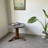 Empire walnut and marble pedestal table, late 19th century