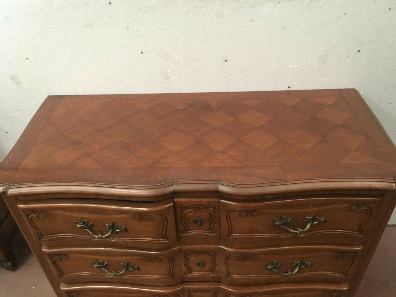 Three walnut drawers chest