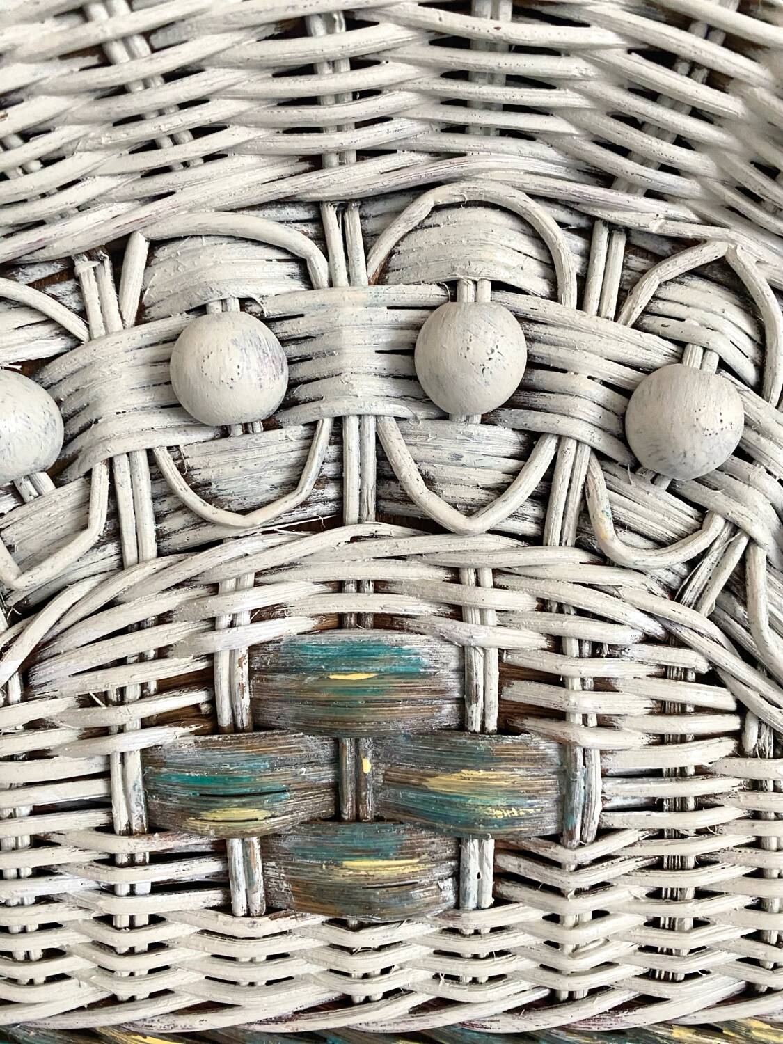 Vintage woven rattan mirror