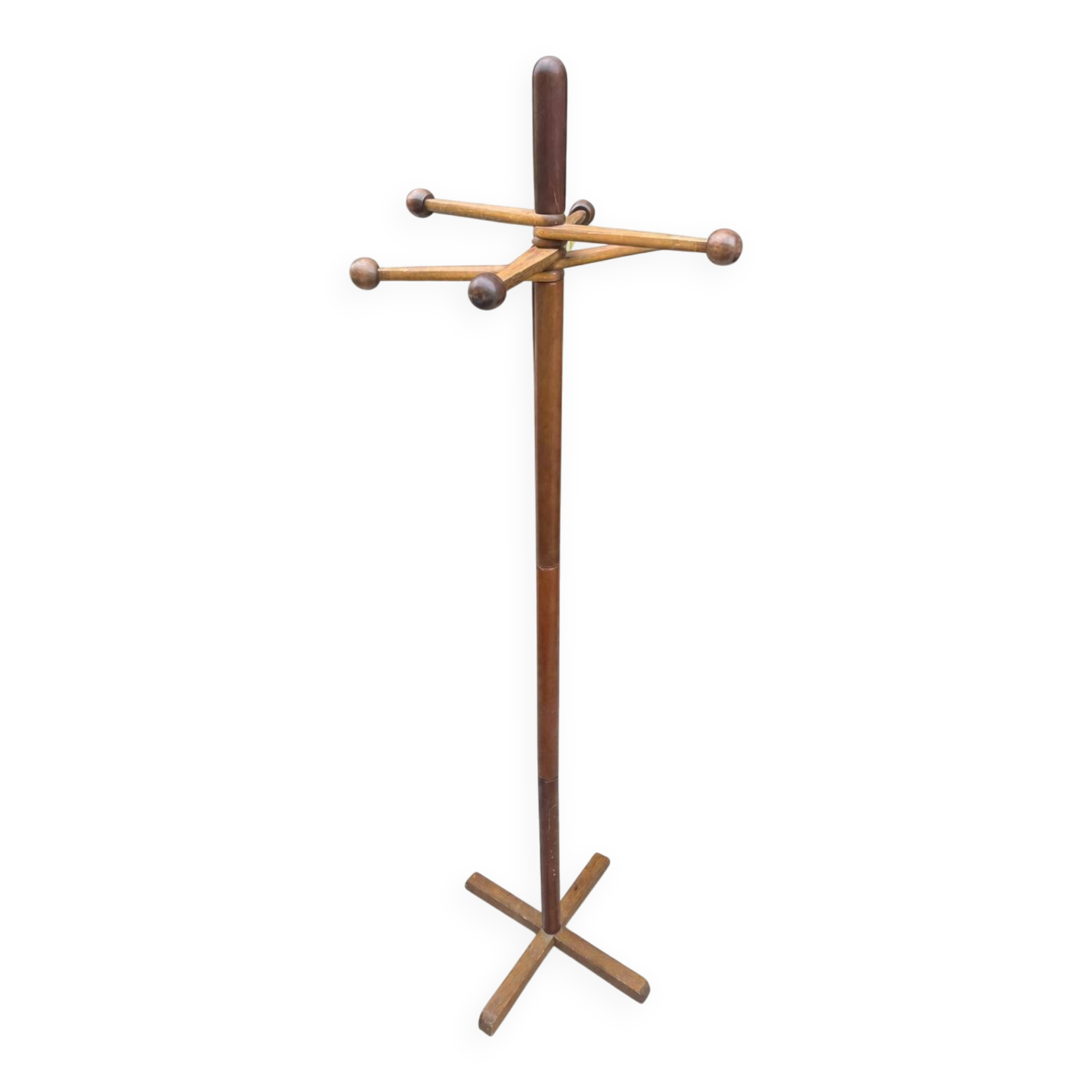 Sculptural wooden coat rack – 1960s modernist design