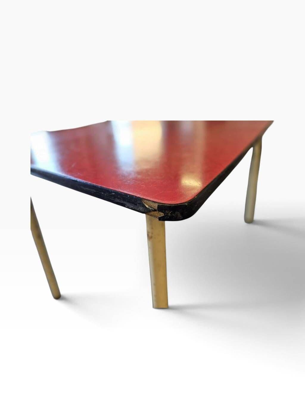 Vintage side table/desk in red formica.