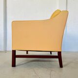 VINTAGE DANISH RETRO SKIPPER 2 PERSON SOFA IN BUTTERMILK LEATHER