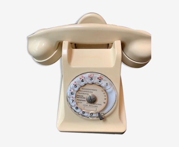 Téléphone en bakelite blanc crème design années 50