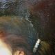Old portrait of a young woman in profile, oil on canvas A. Piard 19th century