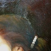 Old portrait of a young woman in profile, oil on canvas A. Piard 19th century