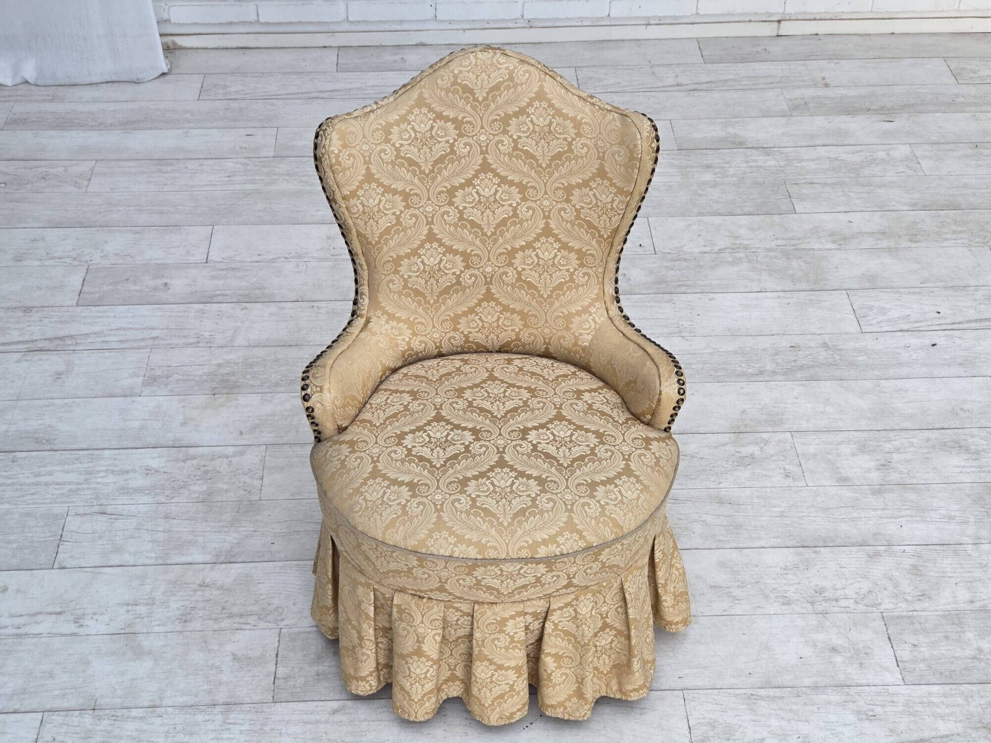 1960s, Danish cocktail lounge chair, jacquard fabric, beech wood.