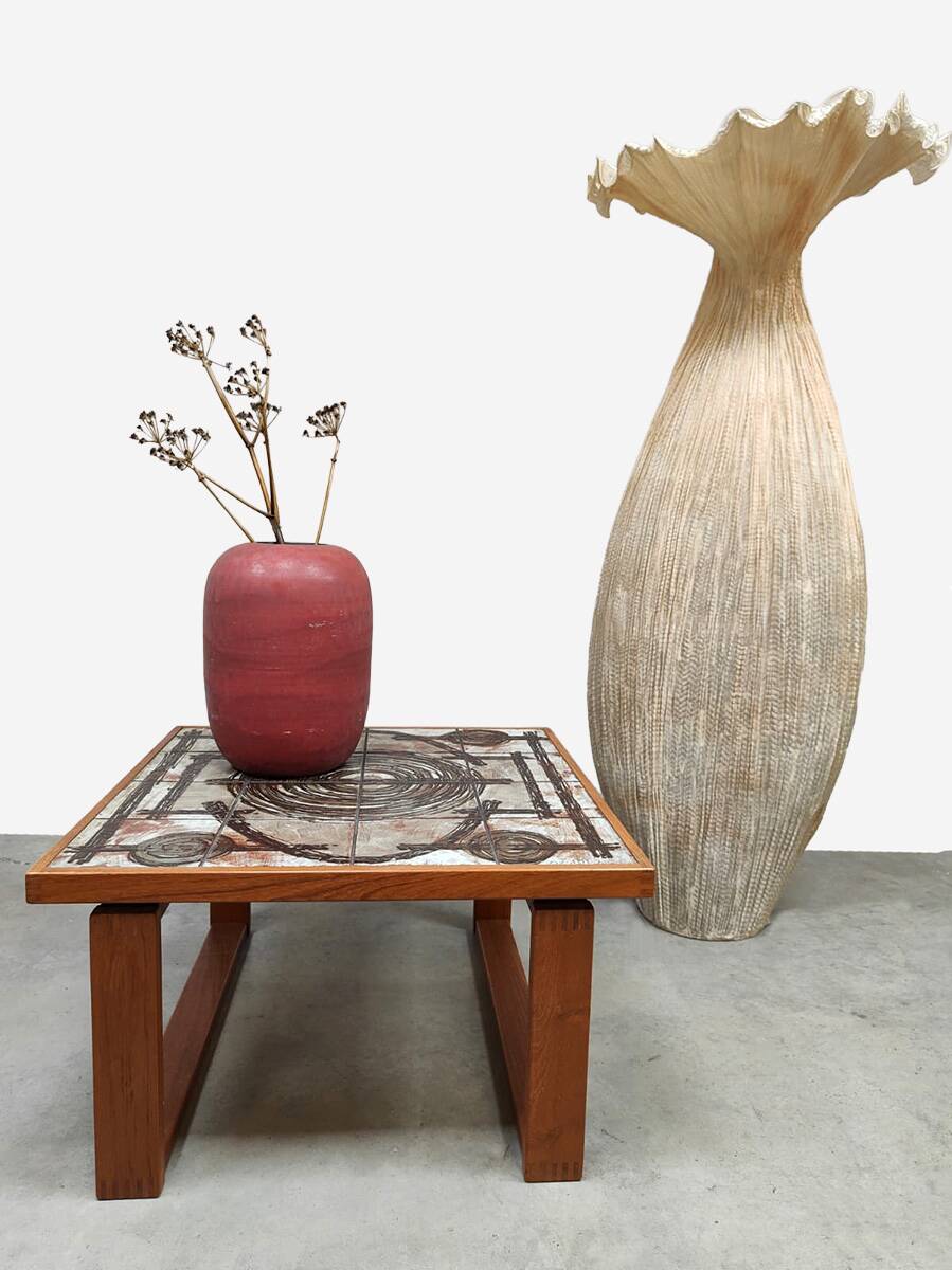 Vintage Danish ceramic teak side table Ox-Art Trioh 'Square'