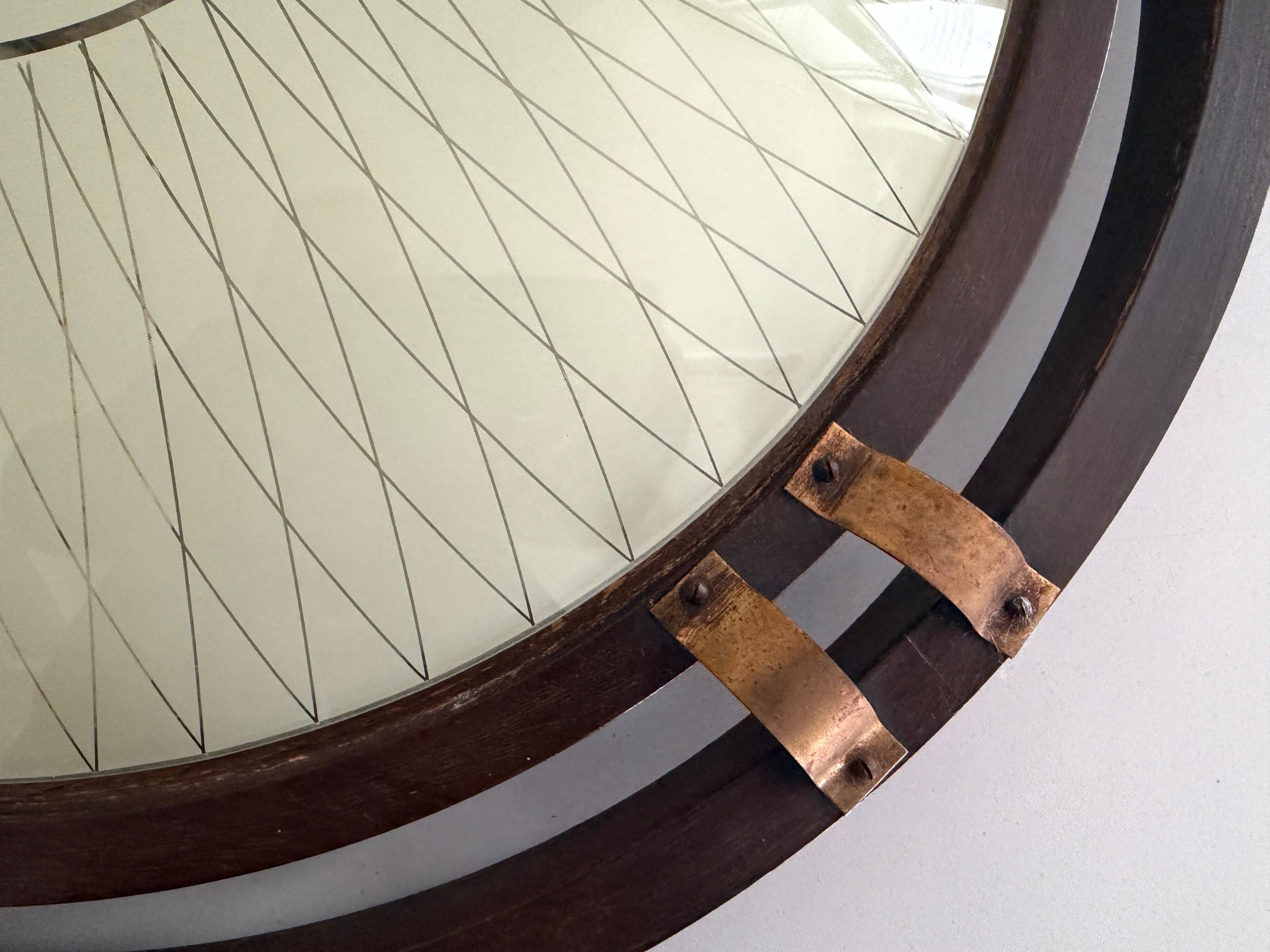 Mid-century wooden and glass framed ceiling light, 1950s, Germany