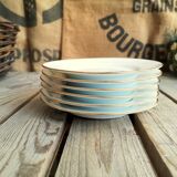 6 small plates signed Limoges France with nenuphar decor and golden border