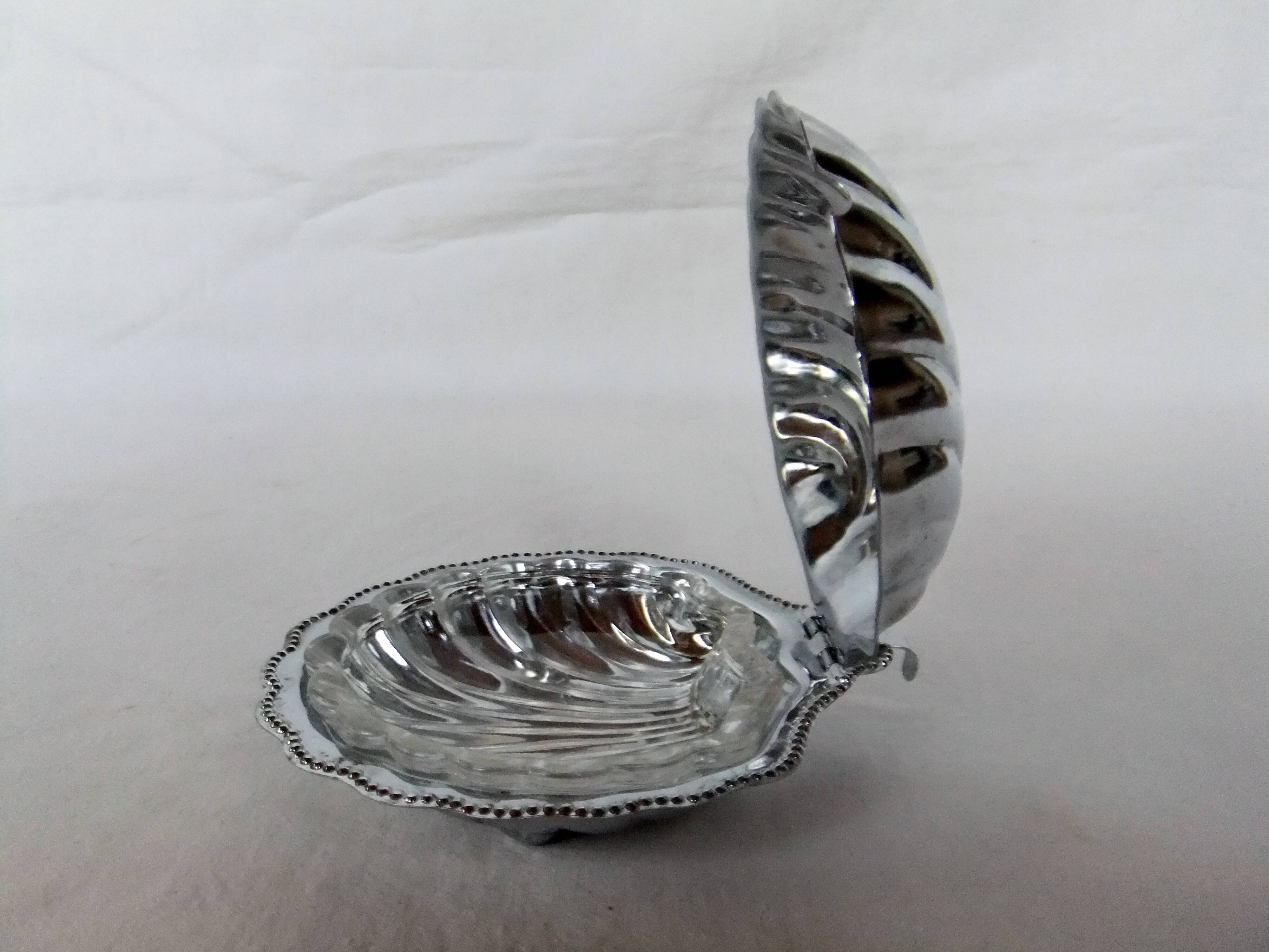 Butter butter shell st scallop metal glass vintage soap holder empty pocket