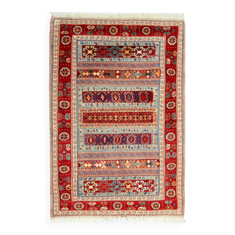 Vintage Style Red Kilim Rug Wool Handmade Tribal Flatweave 167x108cm