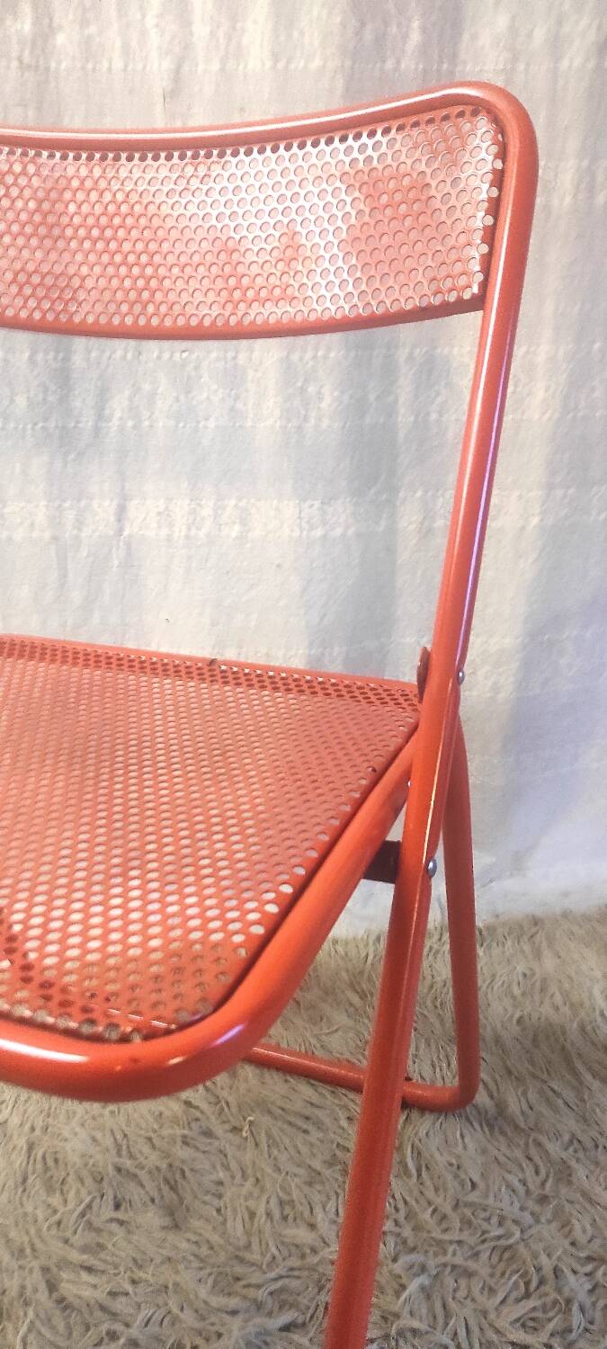 Orange metal folding chairs (set of 2) - 70s/80s