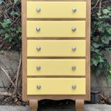 Art Deco chest of drawers in raw oak and yellow