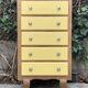 Chiffonnier art déco chêne brut et jaune