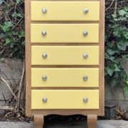 Art Deco chest of drawers in raw oak and yellow