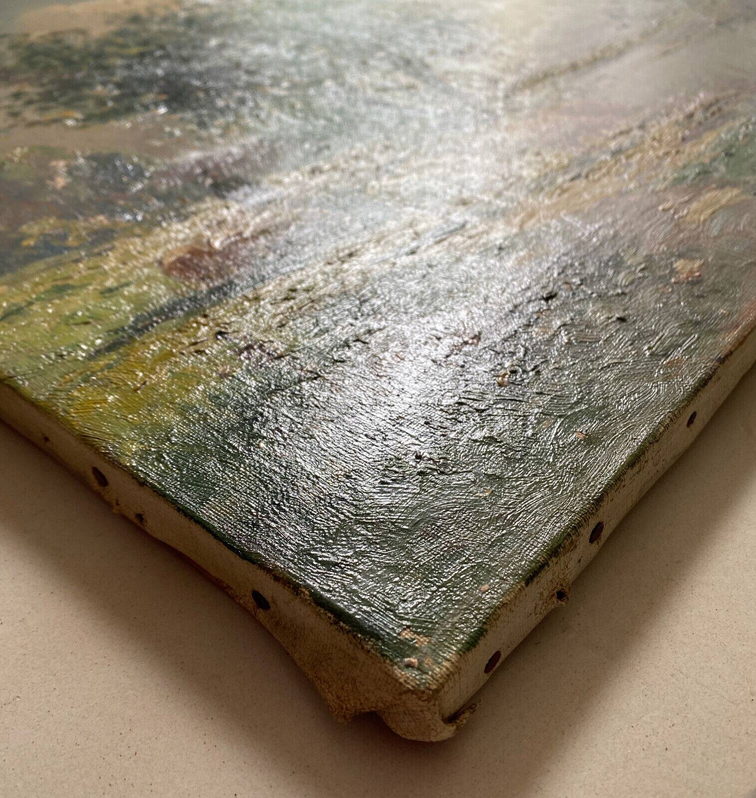 Hst painting "shepherd and sheep near the pond" signed a. disert impressionism