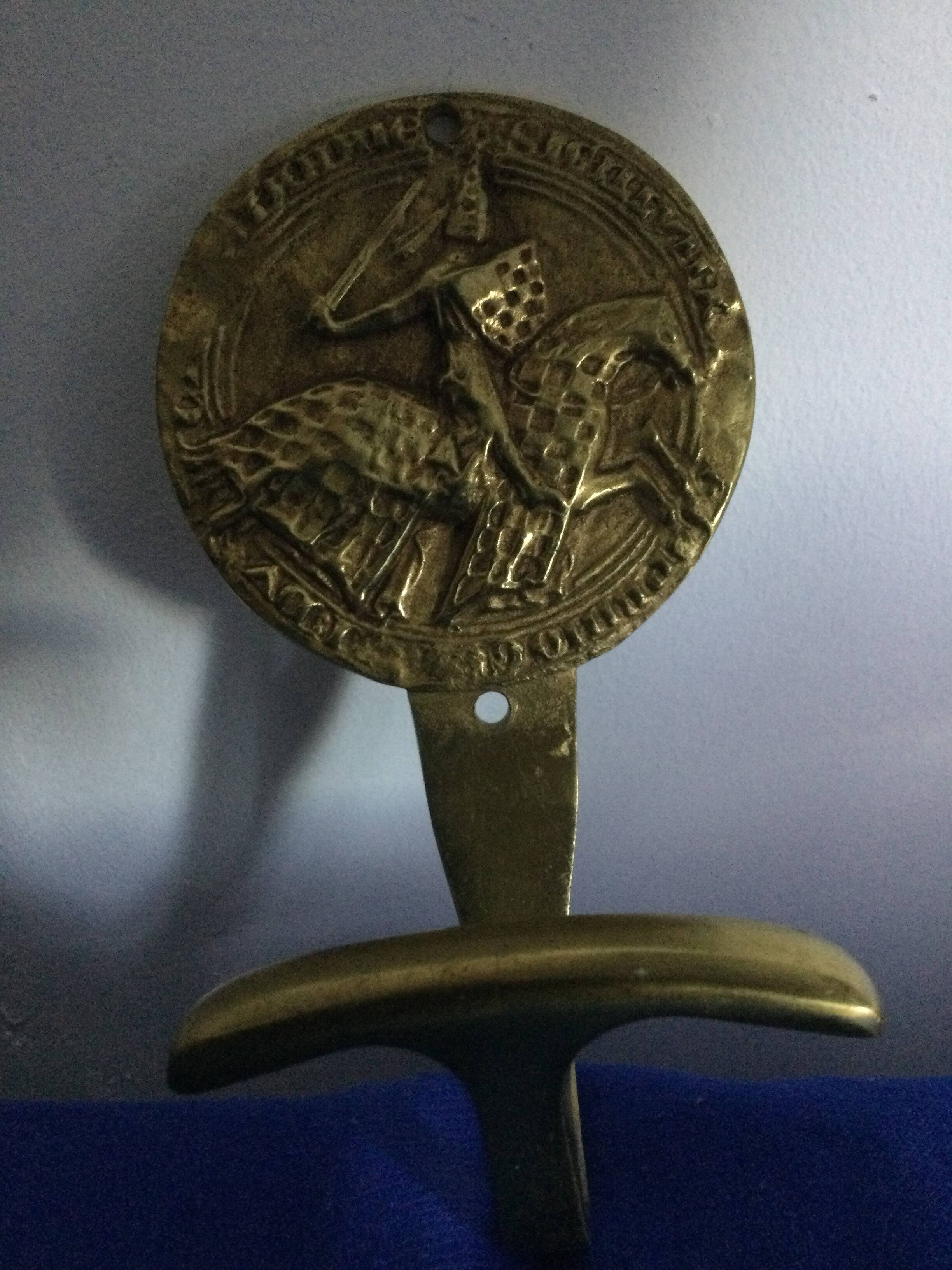 Gilded bronze wall hook numbered rider in armor