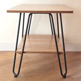 Side table in wood and steel in the style of Jacques Hitier, 1950s