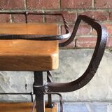 Rolling service in solid oak and wrought iron