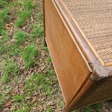 Vintage woven wicker rattan bamboo chest of drawers design 50-60-70