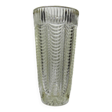 Large moulded glass vase, draped decoration, vintage 1960s.
