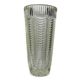 Grand vase en verre moulé Italien, décor drapé, vintage années 1960