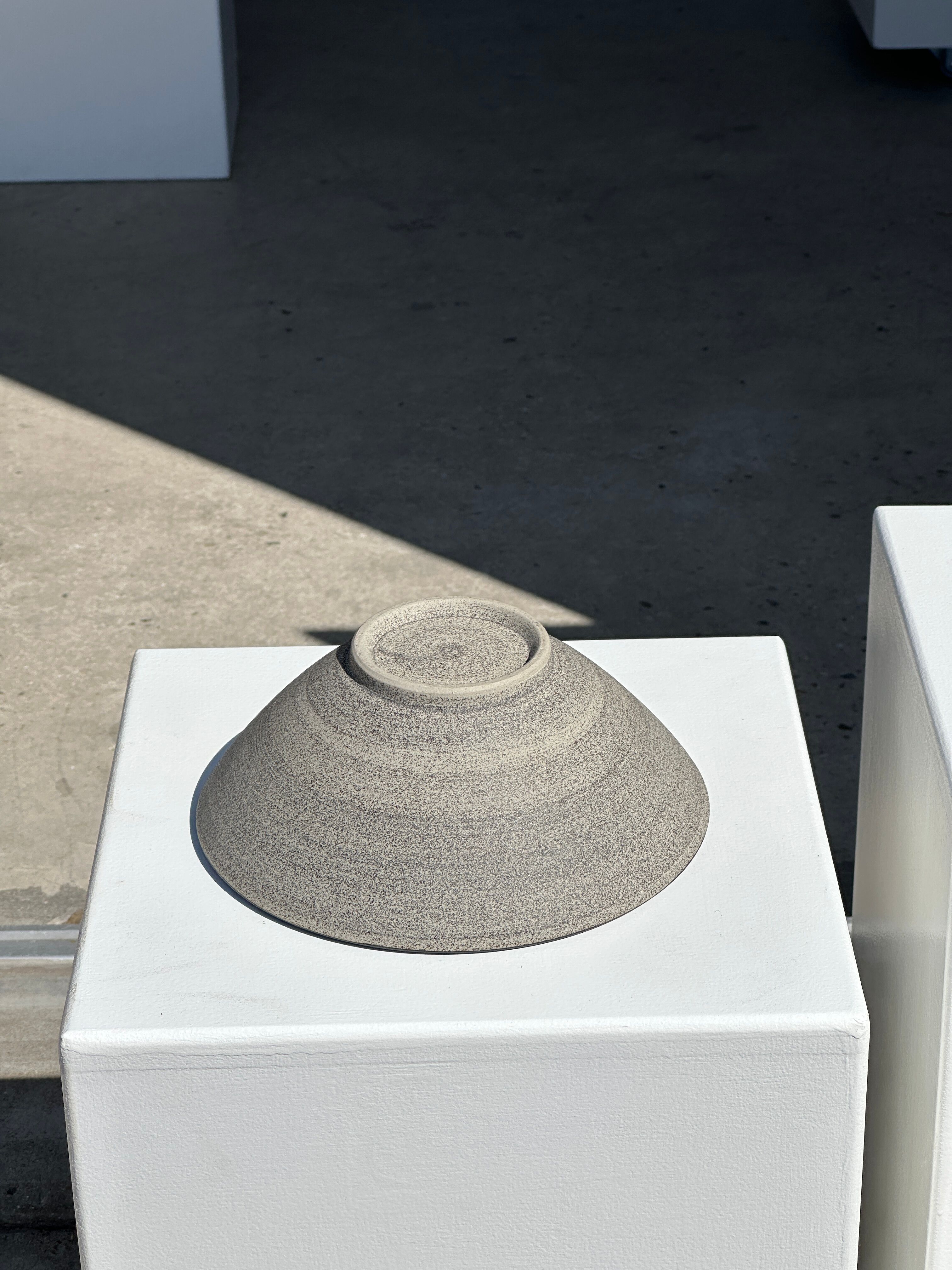 Duo of gray Indonesian ceramic bowls or salad bowls