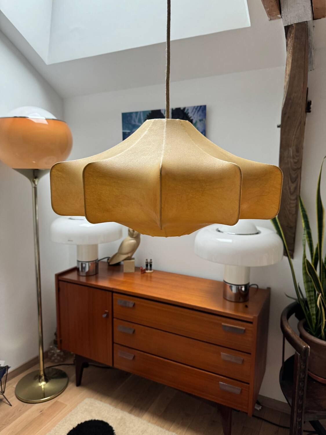 Large cocoon pendant light, 60s