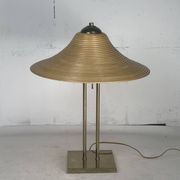 Lampe de table en laiton et rotin en roseau, Italie 1970