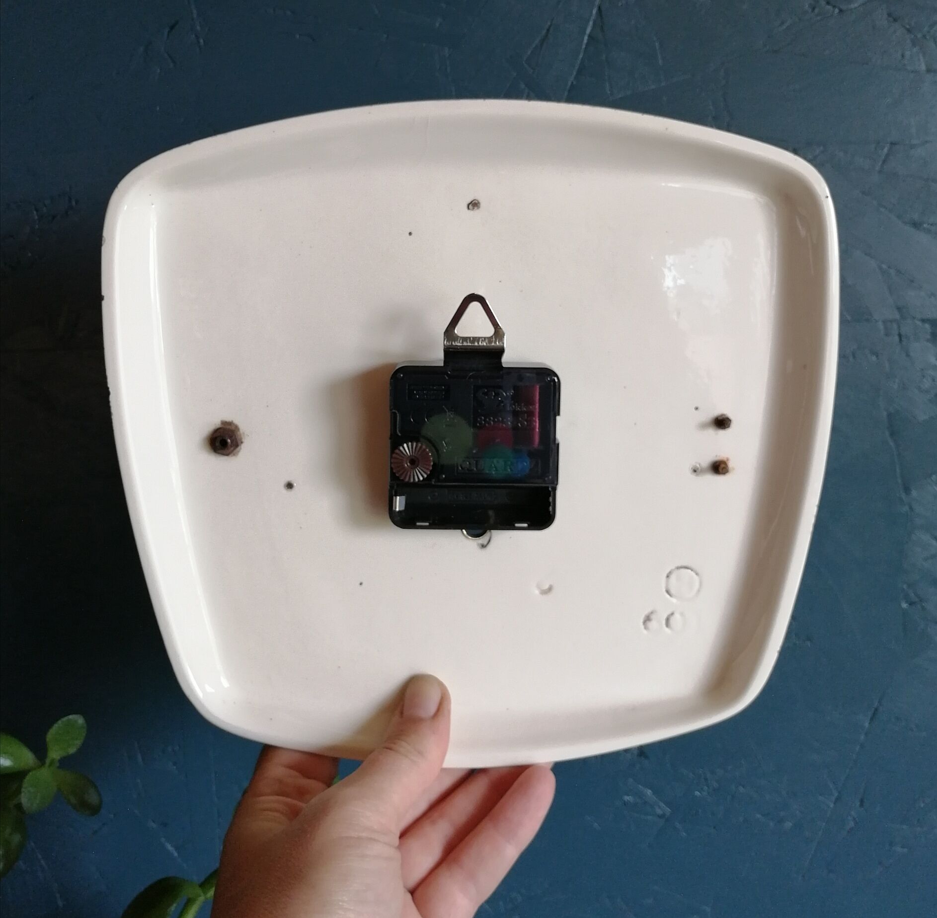 Vintage ceramic clock silent wall clock "Elbor green celadon"